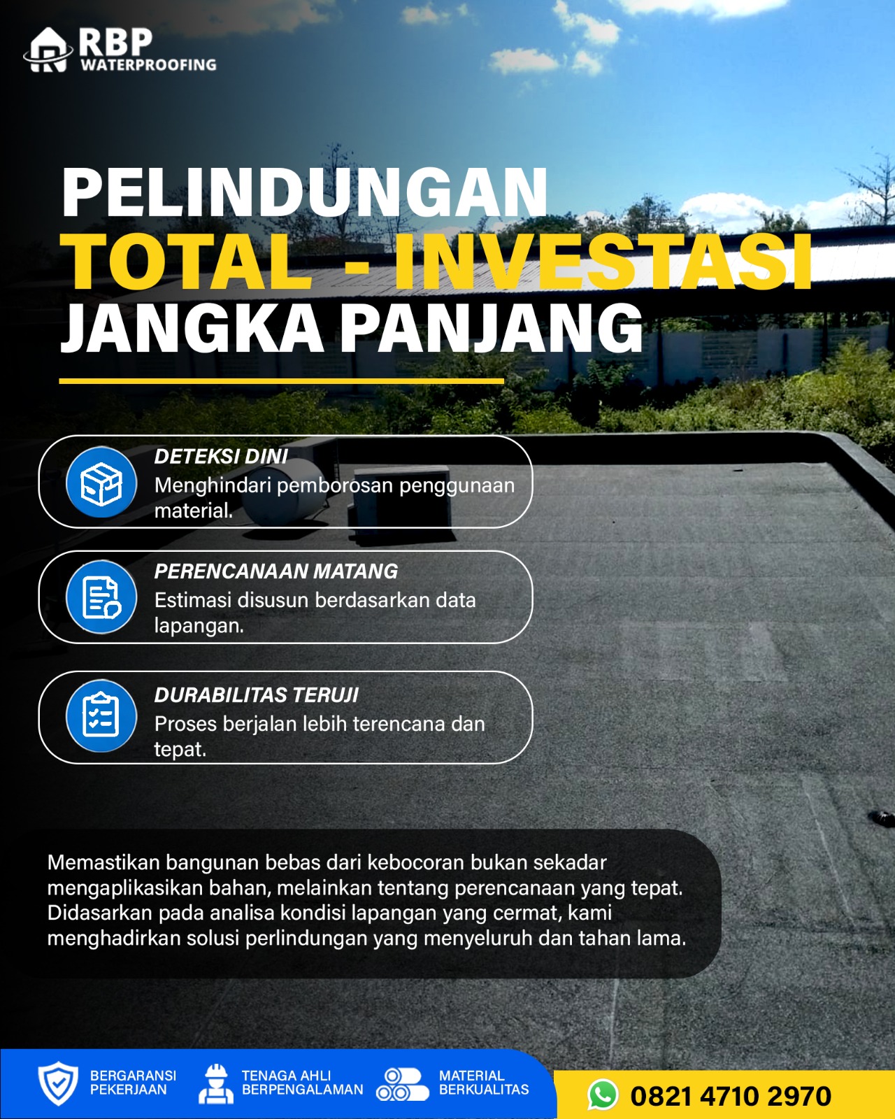 Jasa pasang waterproofing membran bakar aspal di Bintaro
